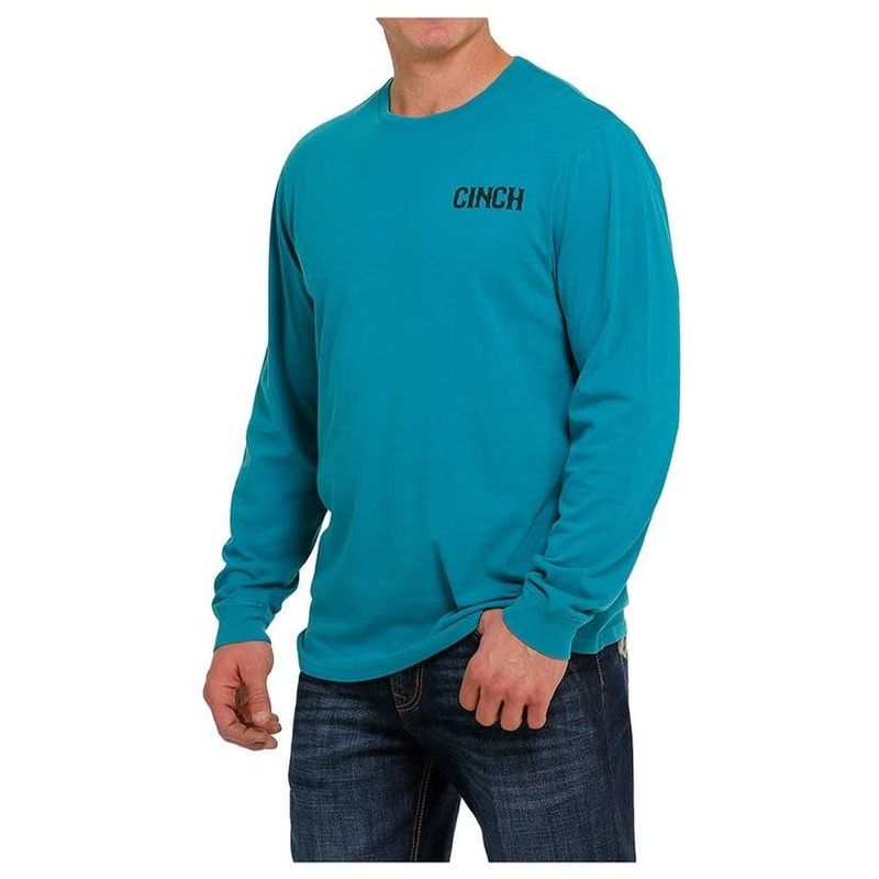 CINCH MENS &quot;LEAD THIS LIFE&quot; TEAL L/S TEE