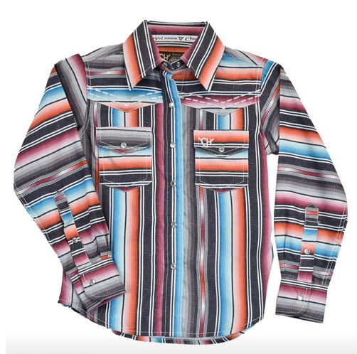 COWGIRL HARDWARE SERAPE LS DARK CHOCOLATE