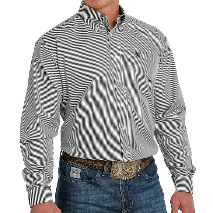 CINCH MENS GRAY STRIPE BUTTON DOWN SHIRT