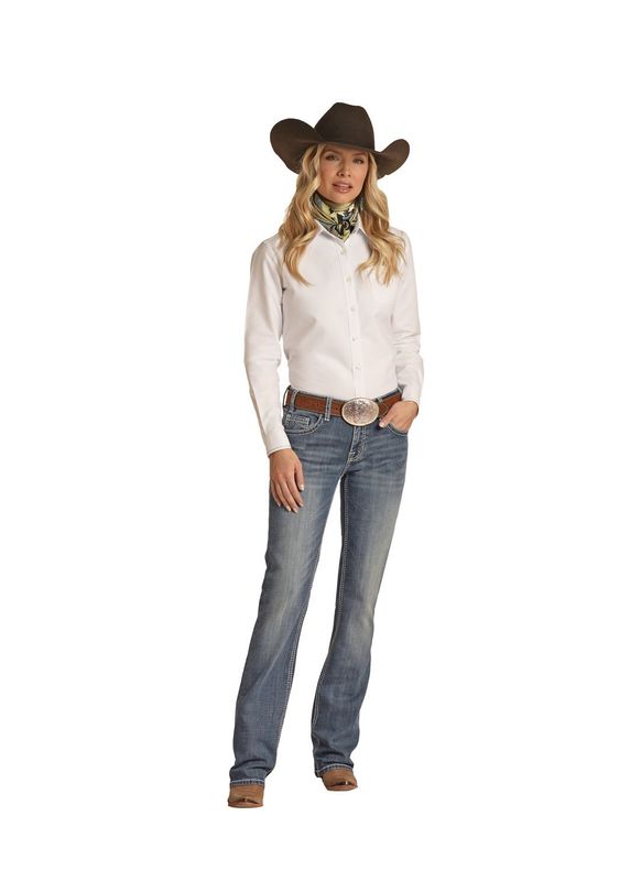 ROCK &amp; ROLL CROSSED IVORY RIDING LIGHT VINTAGE JEAN