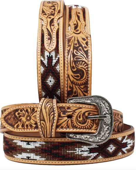CHALLENGER WESTERN RODEO HEAVY DUTY BEADED FULL GRAIN BELT