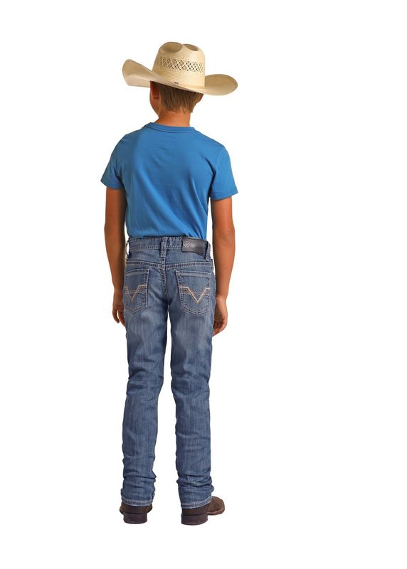 ROCK &amp; ROLL BOYS IVORY LEATHER REVOLVER BOOTCUT JEAN