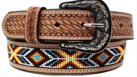 CHALLENGER FLORAL TOOLED BEADED BELT