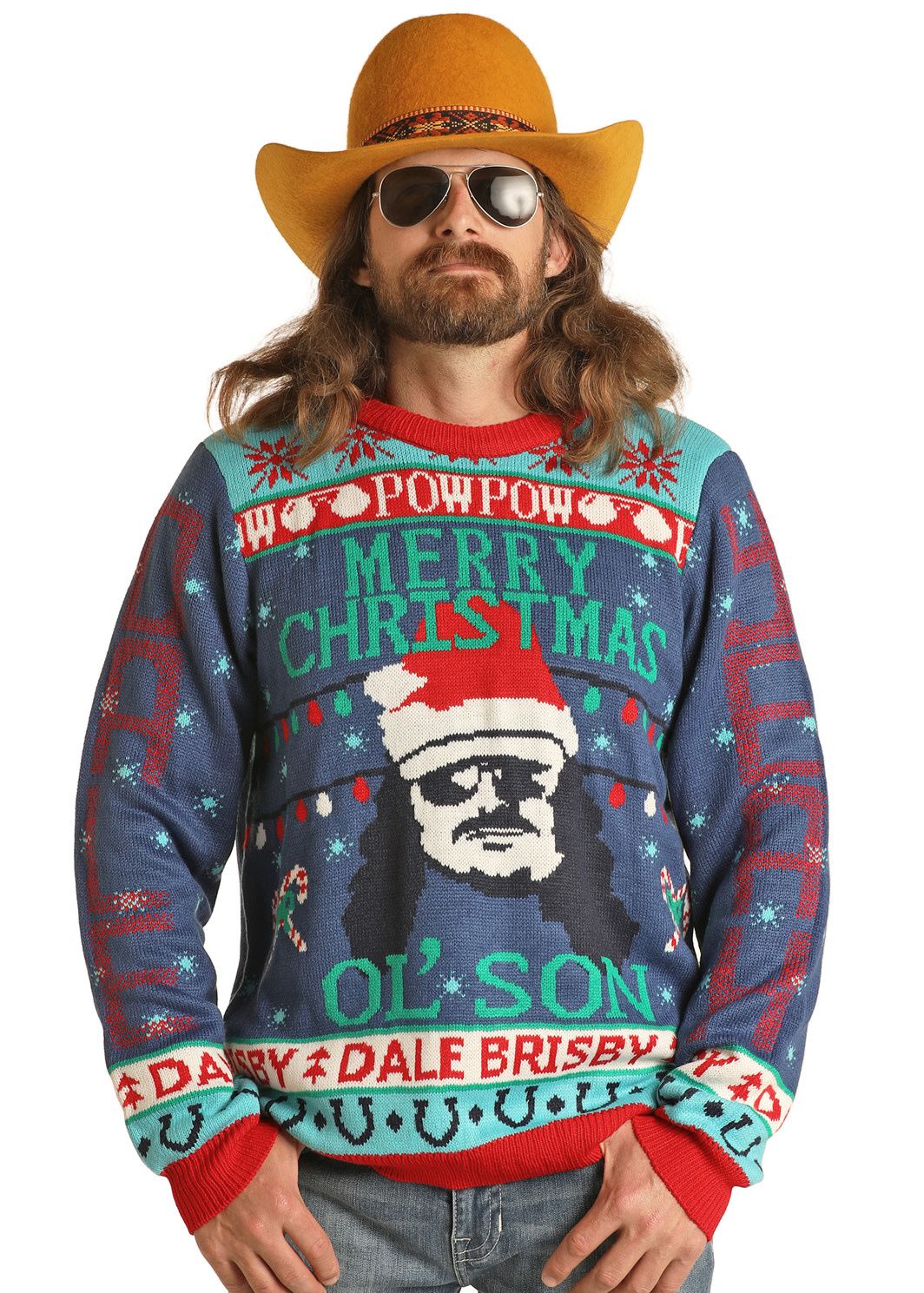 ROCK &amp; ROLL DALE UGLY CHRISTMAS SWEATER BLUE