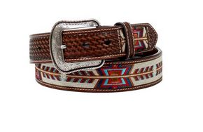 3D BROWN AZTEC STITCH BELT
