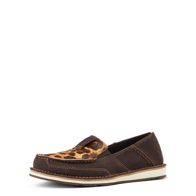 ARIAT WOMEN&#39;S CRUISER CHOCOLATE/LEOPARD HAIR ON PRINT SHOE