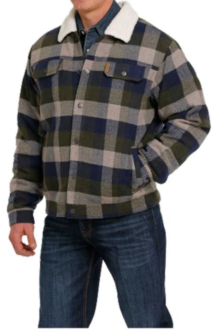 MWJ1511007 CINCH WOOLY TRUCKER JACKET GREEN BLUE PLAID