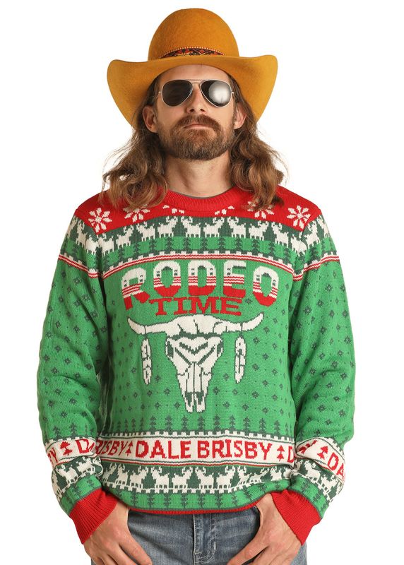 ROCK &amp; ROLL DALE UGLY CHRISTMAS SWEATER KELLY GREEN