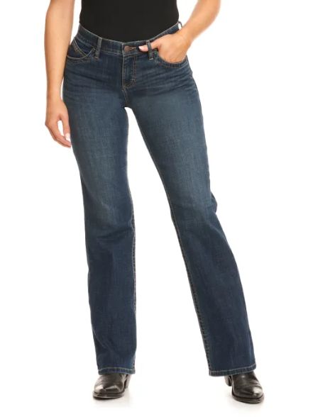 WRANGLER JADE DARK WASH MID RISE RELAXED RIDING JEAN