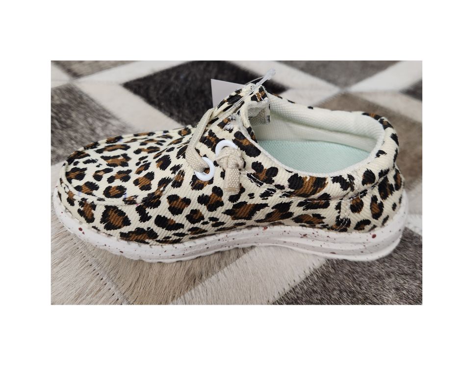 09-018-1793-3007 ROPER LITTLE KIDS CREME LEOPARD CANVAS SHOE
