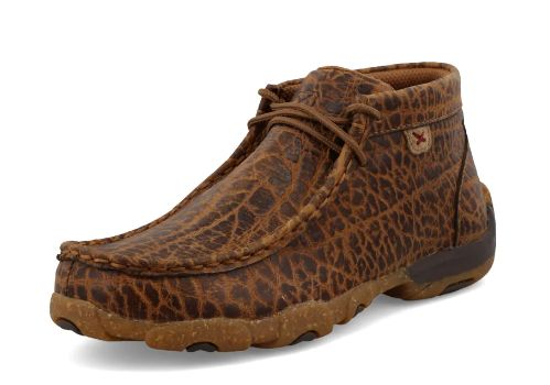 TWISTED X KIDS CHUKKA DRIVING MOC GOLDEN ELEPHANT PRINT