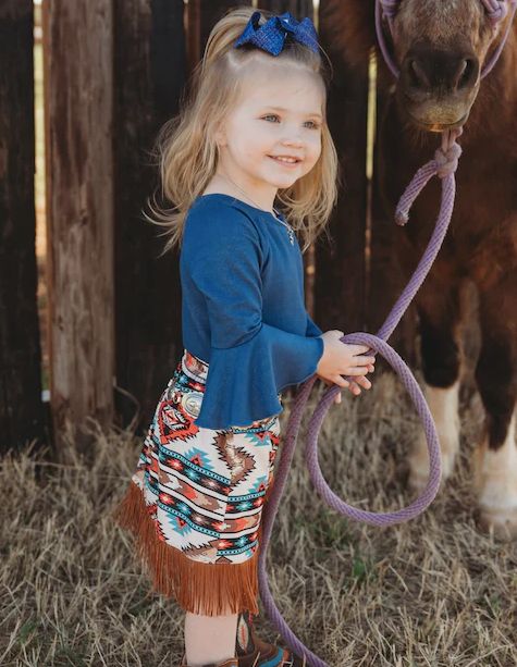 SHEA BABY GIRLS DENIM BELL SLEEVE SHIRT &amp; ONESIE