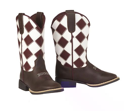 TWISTER BRAXTON TODDLER WESTERN BOOT BROWN/WHITE DIAMONDS
