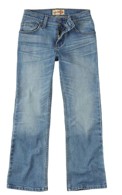 WRANGLER BOY&#39;S MEDIUM WASH SLIM BOOT CUT STRETCH JEAN