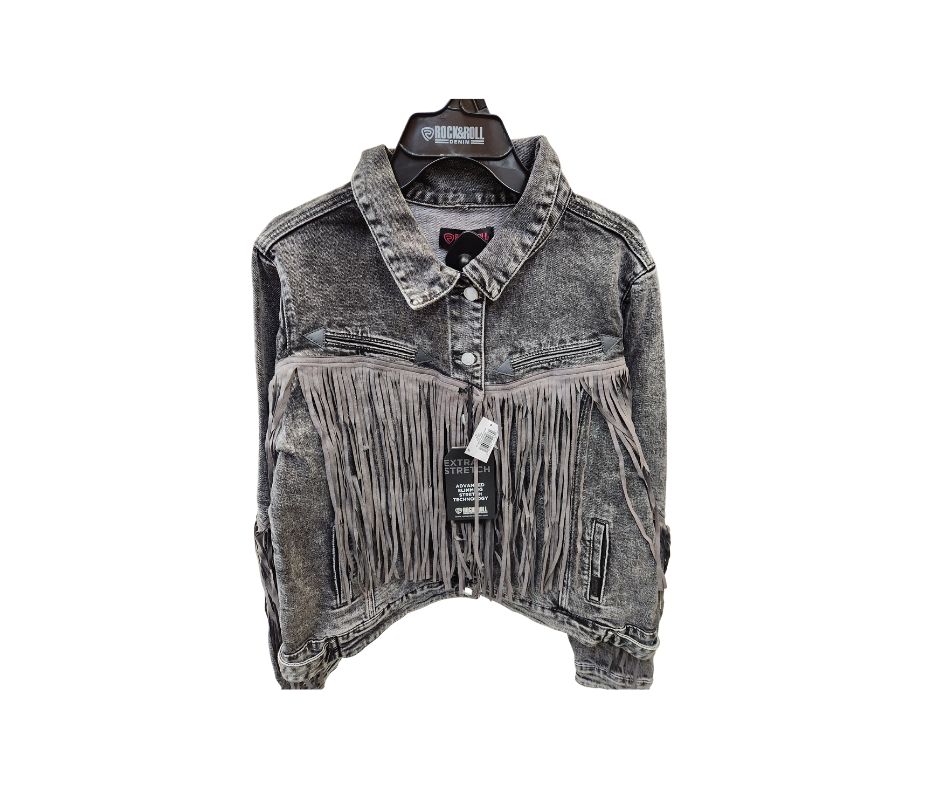 ROCK &amp; ROLL RELAXED FIT DENIM JACKET BLACK