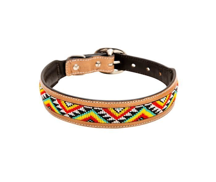 MYRA BAG BONJOUR HAND-TOOLED BEADED DOG COLLAR