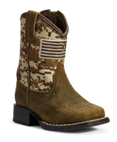 ARIAT TODDLER LIL&#39; STOMPER BROWN PATRIOT BOOT