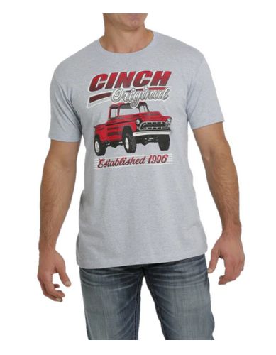 CINCH HEATHER LOGO GRAPHIC TEE GRAY