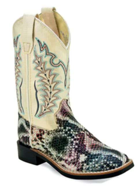 OLD WEST GIRLS GLITTERY SNAKE PRINT BOOT