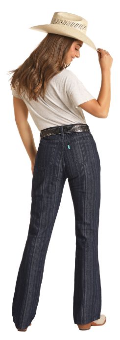 ROCK &amp; ROLL JAQUARED STRIPE HIGH RISE BOOT JEAN