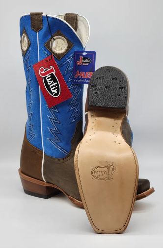 JUSTIN RANKER COBALT BLUE SHAFT W/STEEL GRAY COWHIDE BOOTS