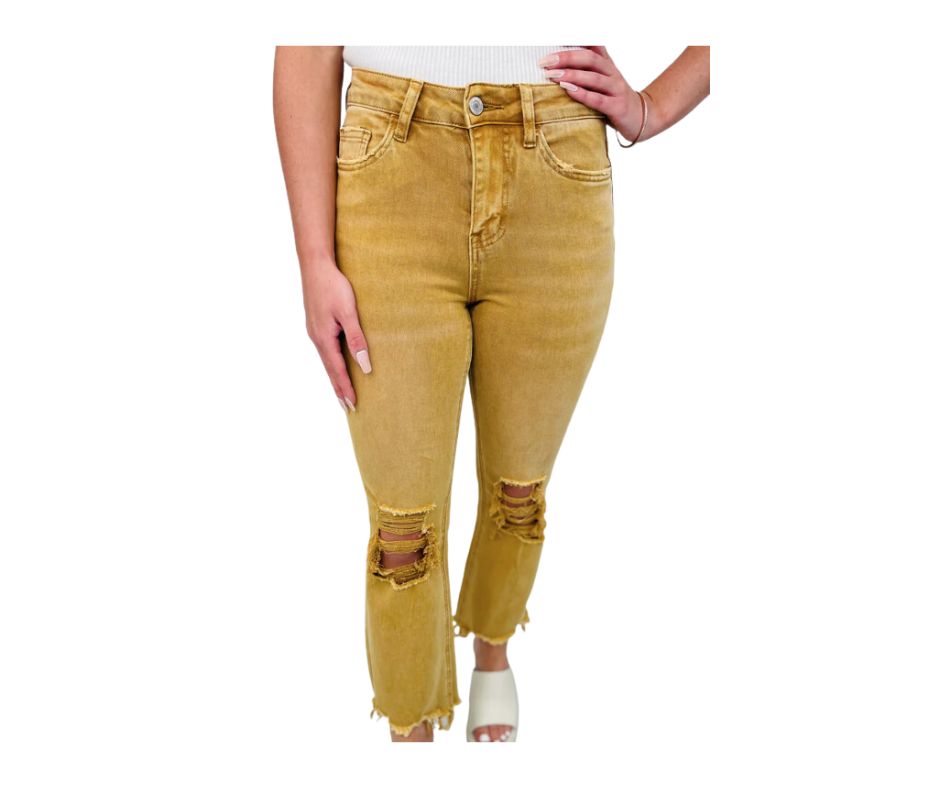 VERVET OT MY ATTENTION CROPPED JEAN KHAKI