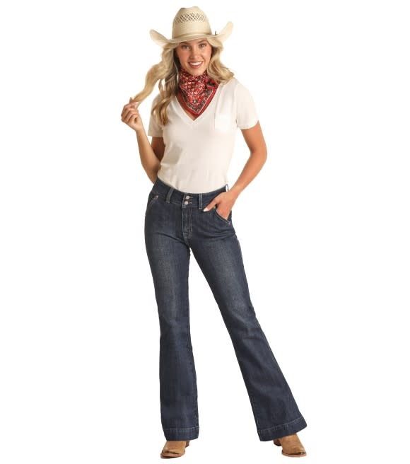 ROCK &amp; ROLL HIGH RISE TROUSER DARK WASH VINTAGE