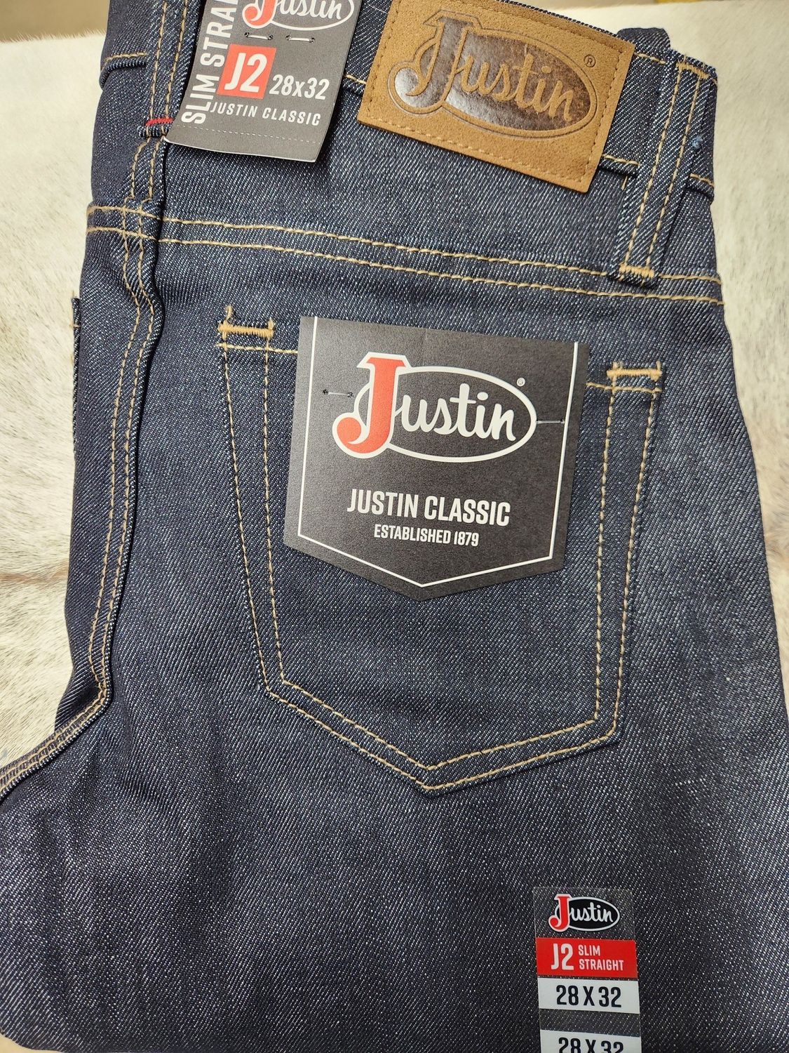 JC-721551 JUSTIN MEN&#39;S J2 CLASSIC SLIM STRAIGHT UNWASHED JEAN