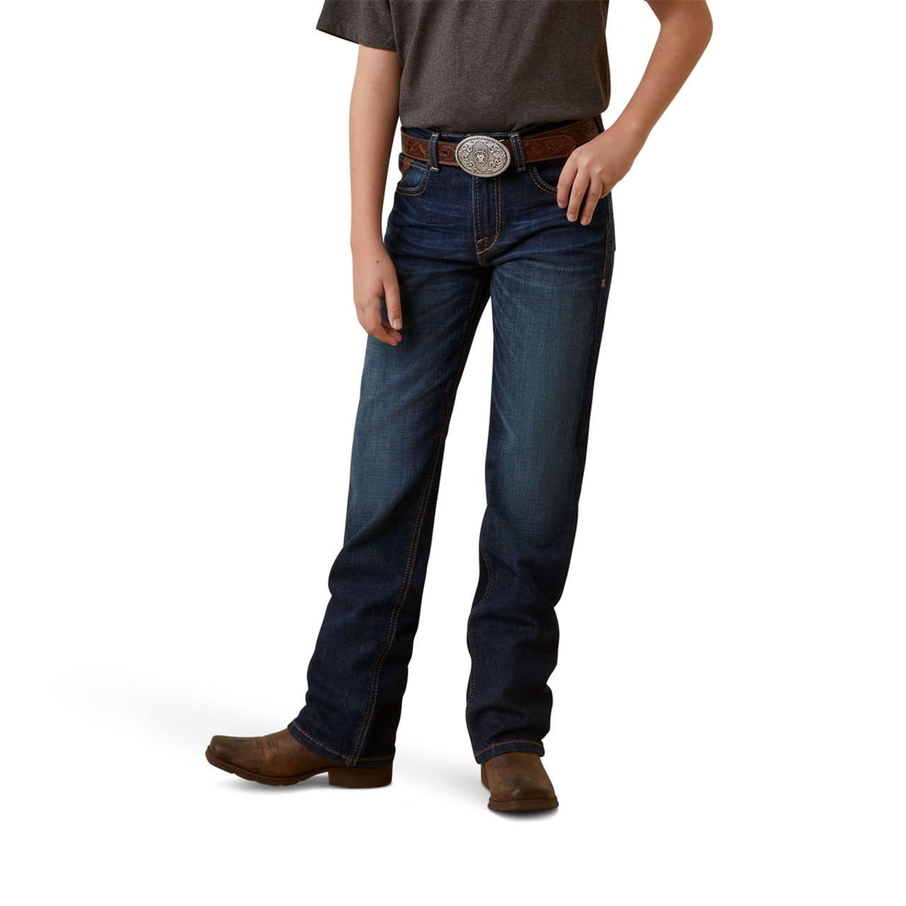 ARIAT BOY&#39;S SLIM HANSEN STRAIGHT JEAN IN MINERAL BLUE