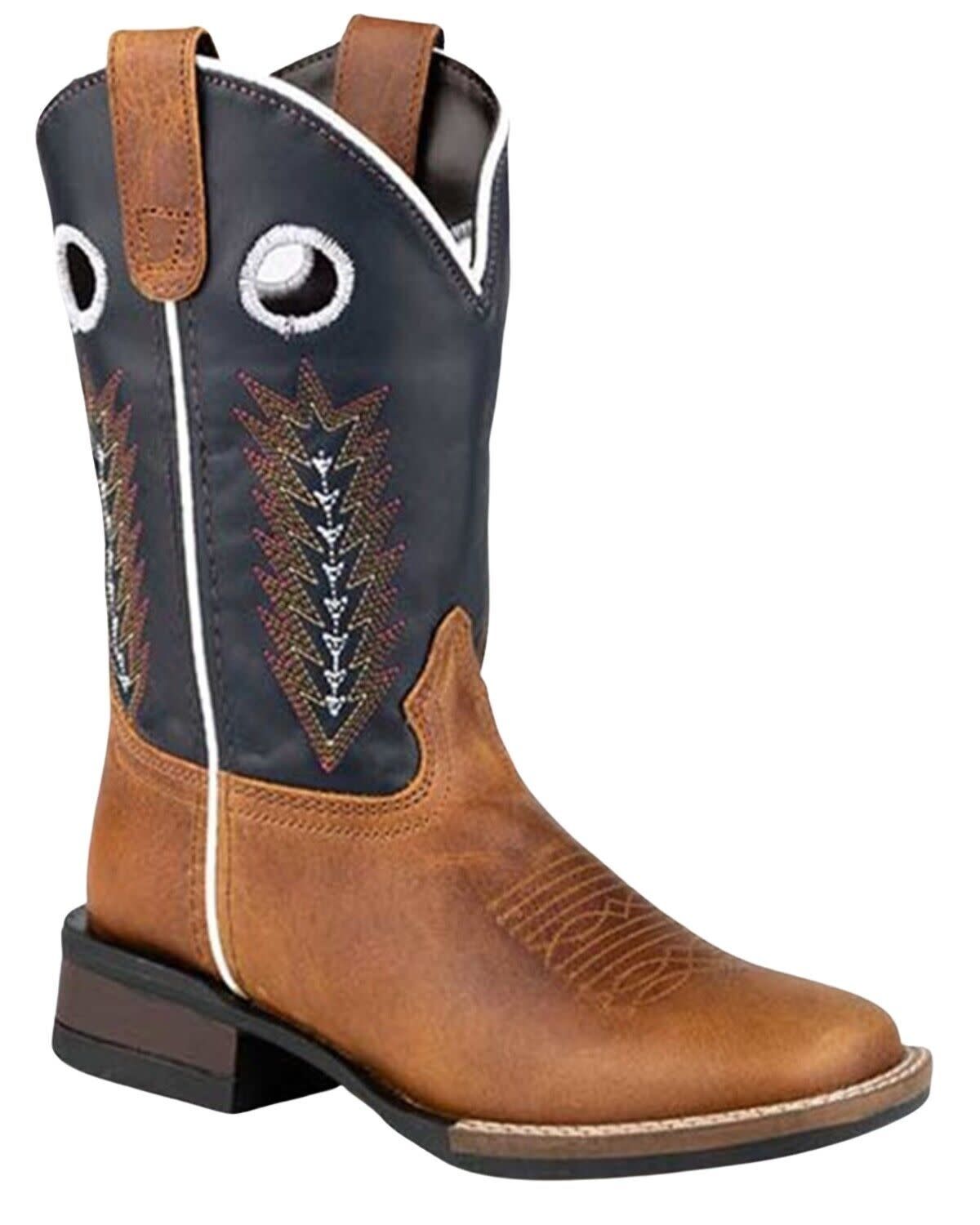 ROPER BOY&#39;S JAMES TOOLED-INLAY SQUARE TOE BOOTS