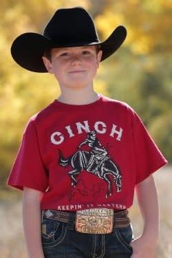 CINCH BOY&#39;S &quot;KEEPIN&#39; IT WESTERN&quot; TEE - RED