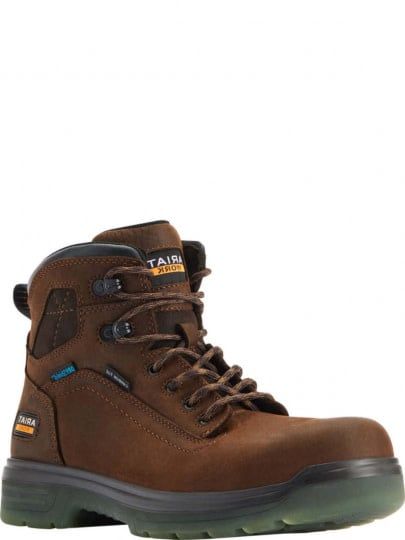 ARIAT MEN&#39;S TURBO 6&quot; H2O COMPOSITE TOE RICH BROWN BOOTS