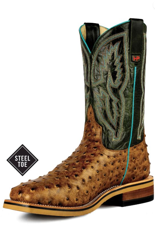 HORSE POWER MEN&#39;S OSTRICH PRINT STEEL TOE WORK BOOT