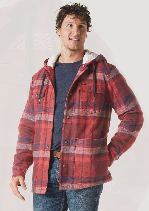 WRANGLER MEN'S FLANNEL HOODED SHIRT JACKET