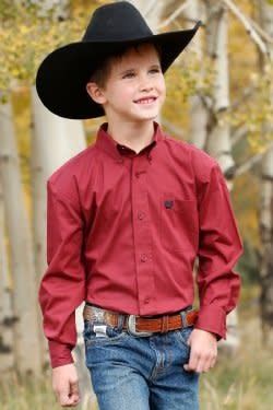 CINCH BOY&#39;S SOLID BUTTON-DOWN WESTERN SHIRT - RED
