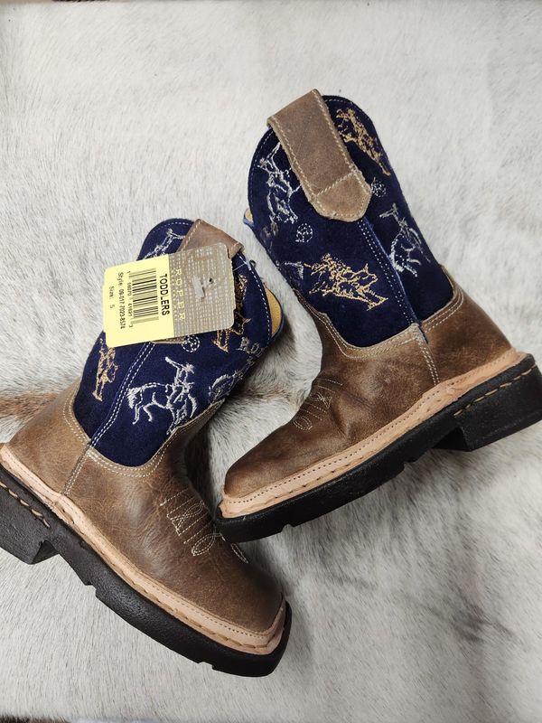 ROPER TODDLER NAVY SUEDE W/RODEO STITCHING BOOTS