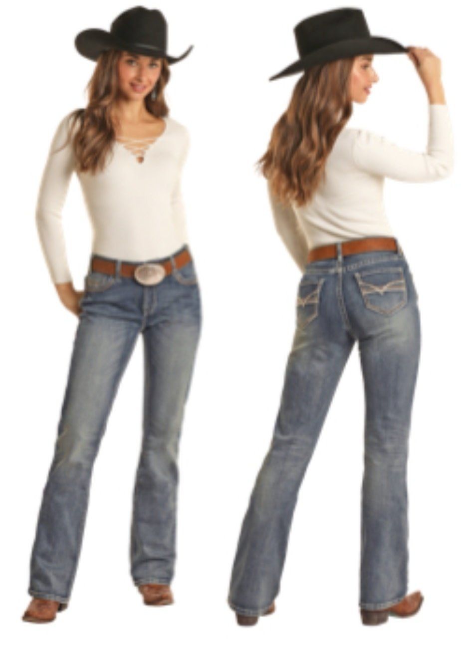 ROCK &amp; ROLL LADDER STITCH MIDRISE BOOTCUT JEAN