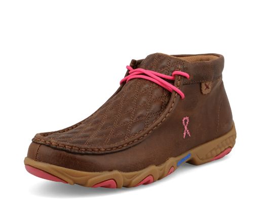 TWISTED X WOMEN&#39;S CHUKKA DRIVING MOC DARK TAN &amp; PINK