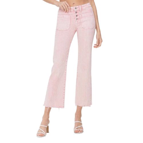 VERVET WOMEN&#39;S HIGH RISE CROP FLARE JEAN ASTONISH