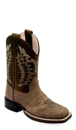 OLD WEST KIDS BROWN WITH SQUARE TOE WESTERN BOOTS