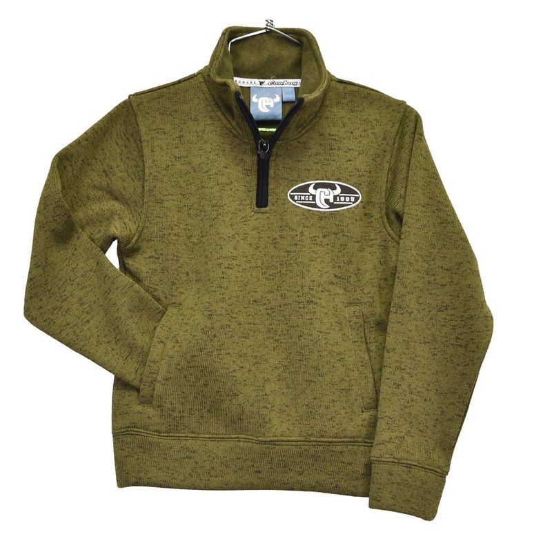 COWBOY HARDWARE 1/4 SPECKLE FLEECE - MILITARY GREEN