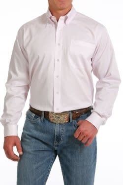 CINCH MEN&#39;S STRIPE TENCEL BUTTON-DOWN SHIRT - WHITE / PINK