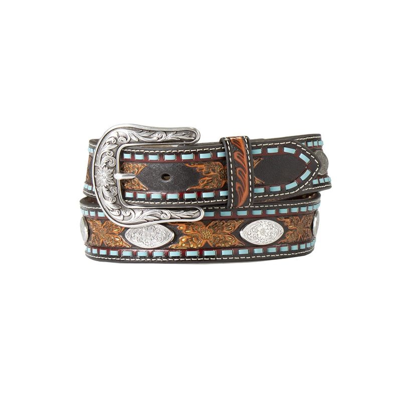 EMBOSSED FLOWERS OVAL CONCH BELT