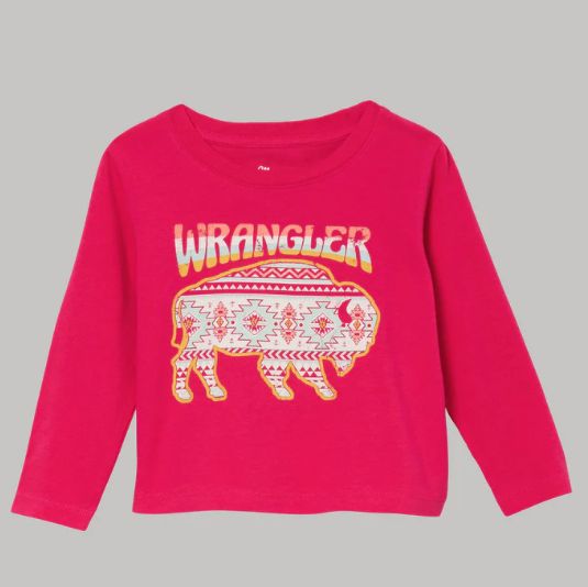 WRANGLER BABY GIRL LONG SLEEVE GRAPHIC BISON SHIRT - PINK