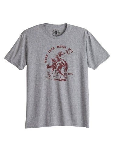TIN HAUL MEN&#39;S WEAR YOUR METAL OUT BRONC GRAY TEE
