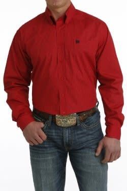 CINCH MEN&#39;S GEOMETRIC PRINT BUTTON-DOWN WESTERN SHIRT - RED