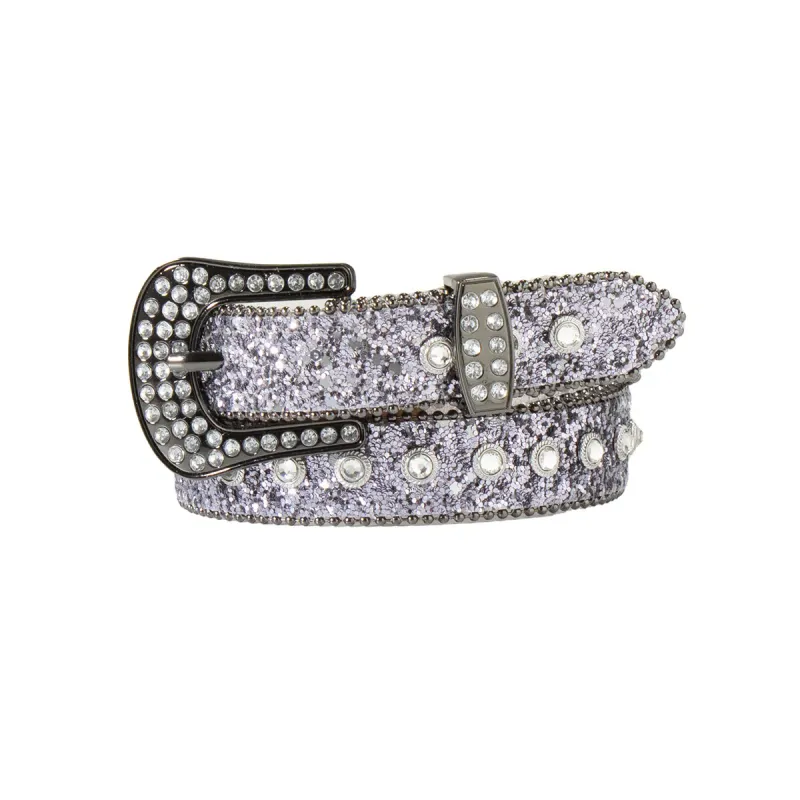 NOCONA GIRL&#39;S GLITTER BEADED EDGE LILAC BELT