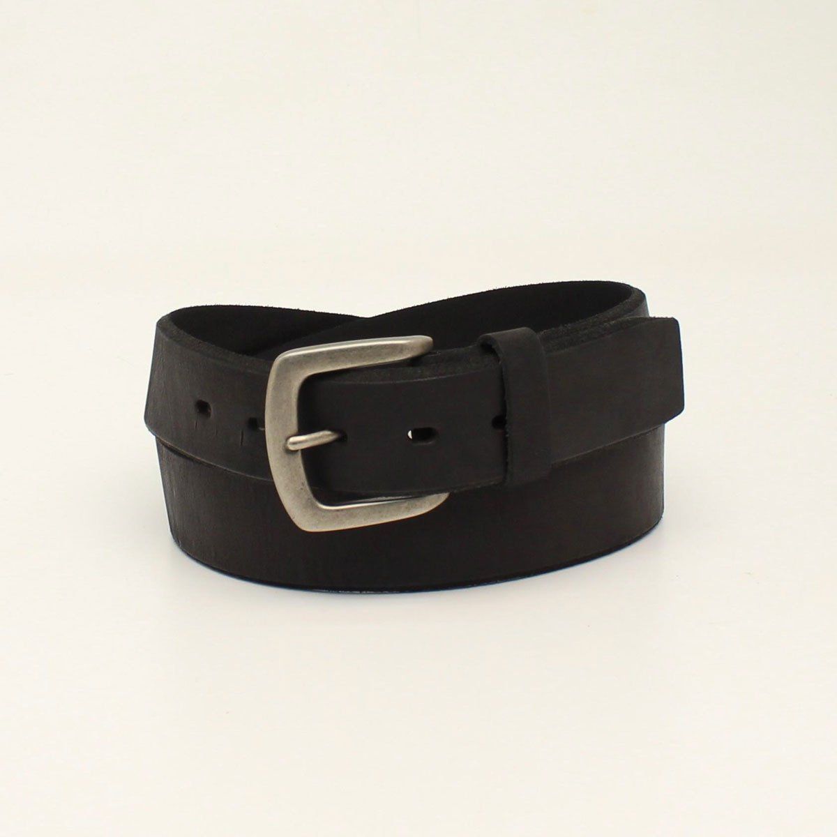 ARIAT BEVELED EDGE EMBROIDERED LOGO BLACK LEATHER BELT