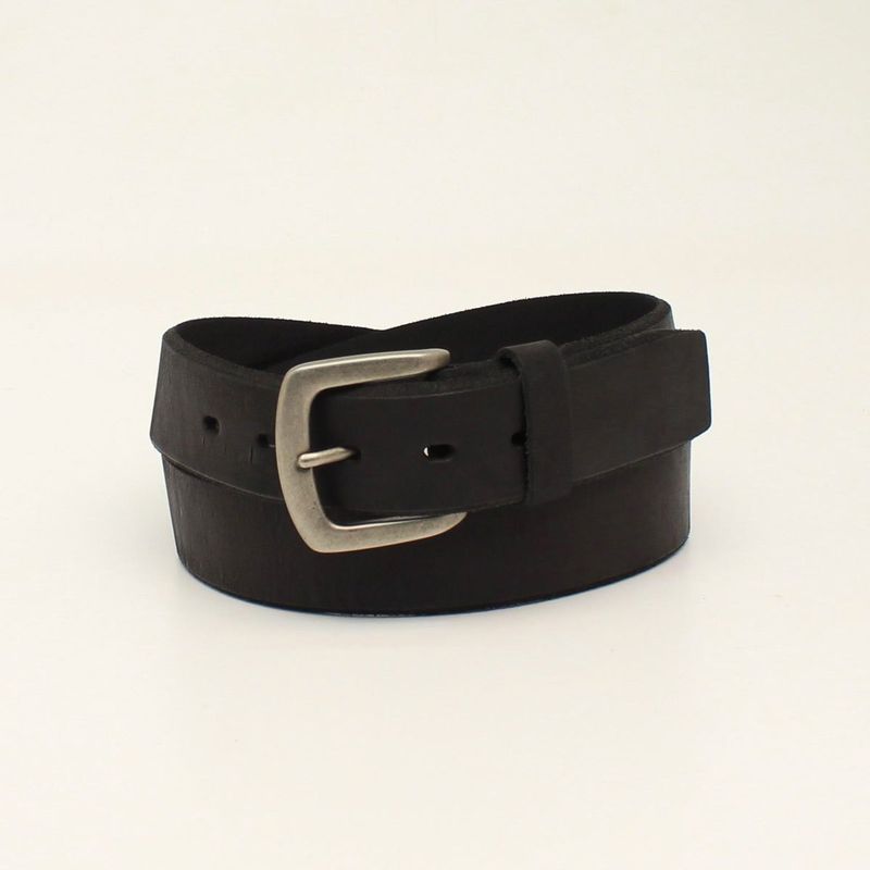 ARIAT BEVELED EDGE EMBROIDERED LOGO BLACK LEATHER BELT