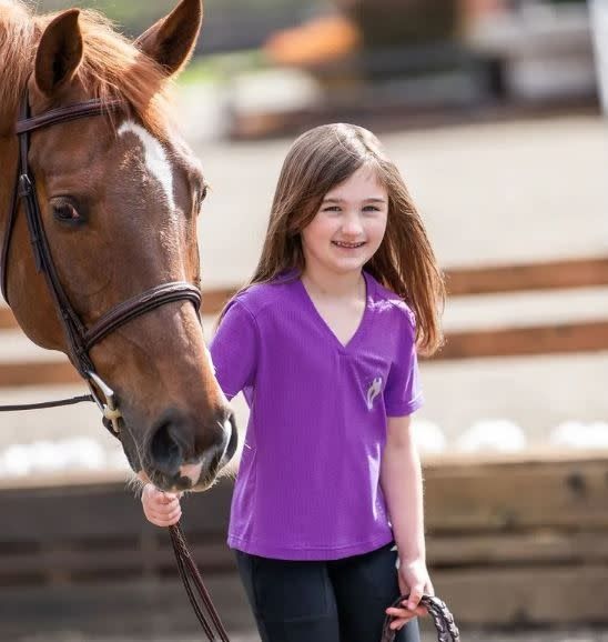 IRIDEON GIRL&#39;S LUNA ICEMESH TEE- PURPLE HIBISCUS